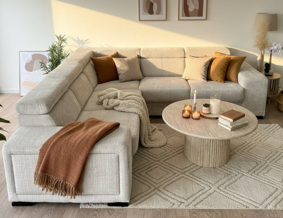 Canapé d'Angle Convertible Karola Marbella Beige