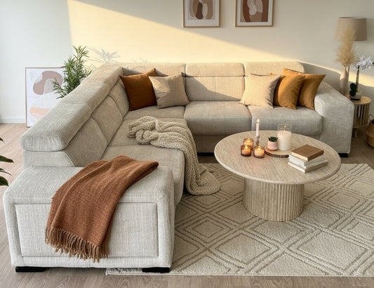 Canapé d'Angle Convertible Karola Marbella Beige