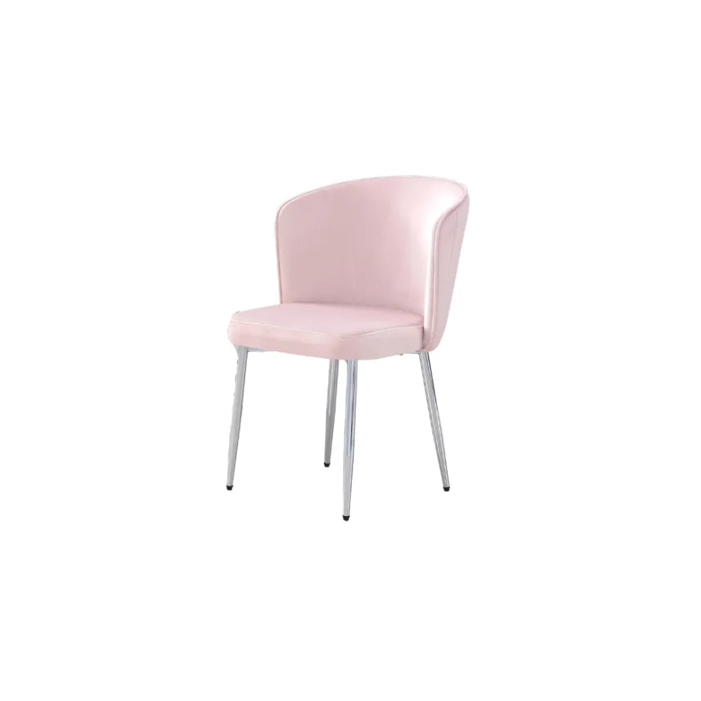 Chaise Diana Argent velours Rose