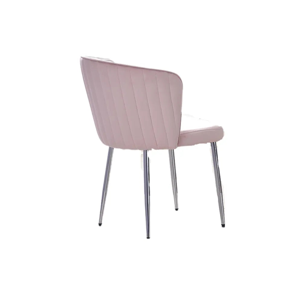 Chaise Diana Argent velours Rose