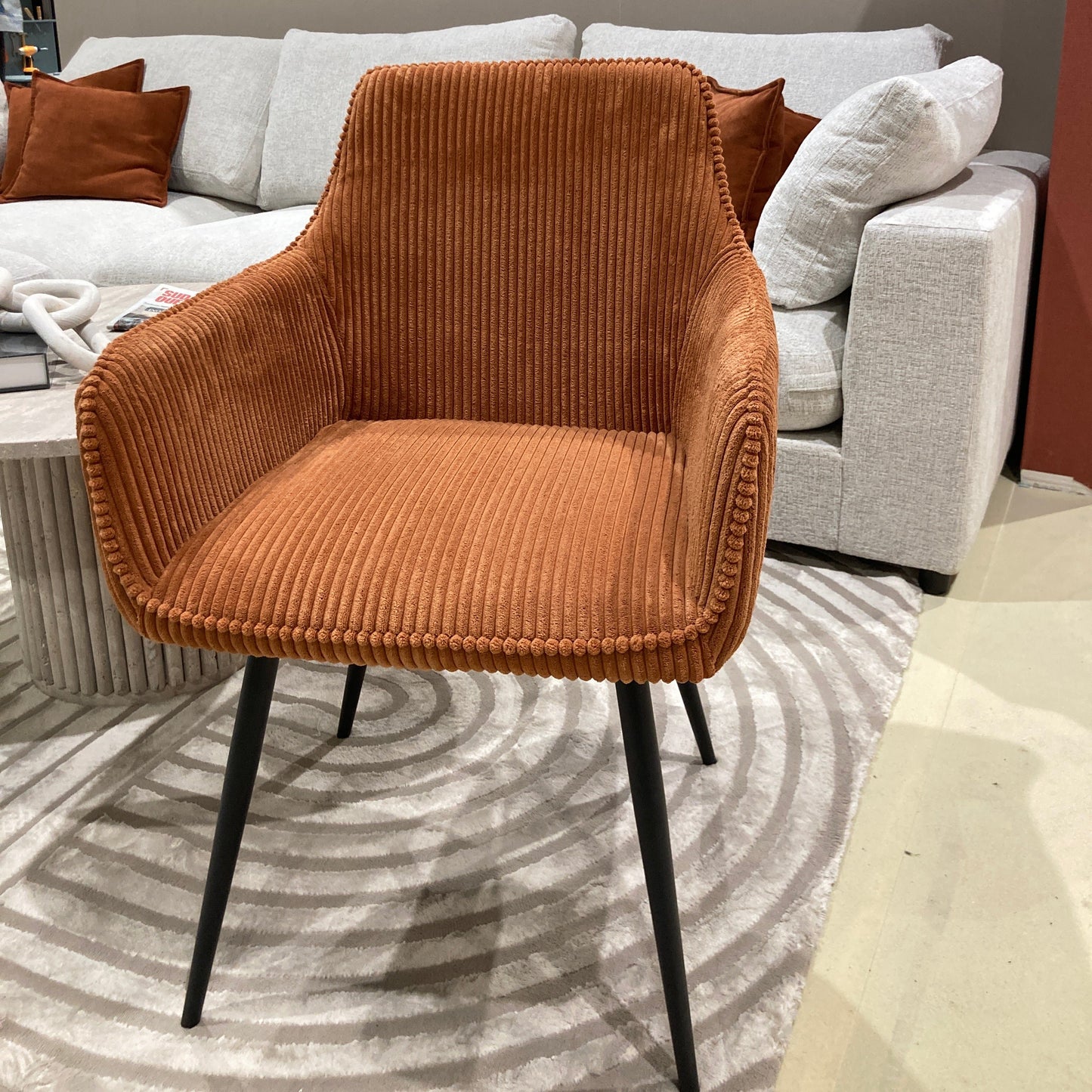 Chaise Colorado velours côtelé terracotta