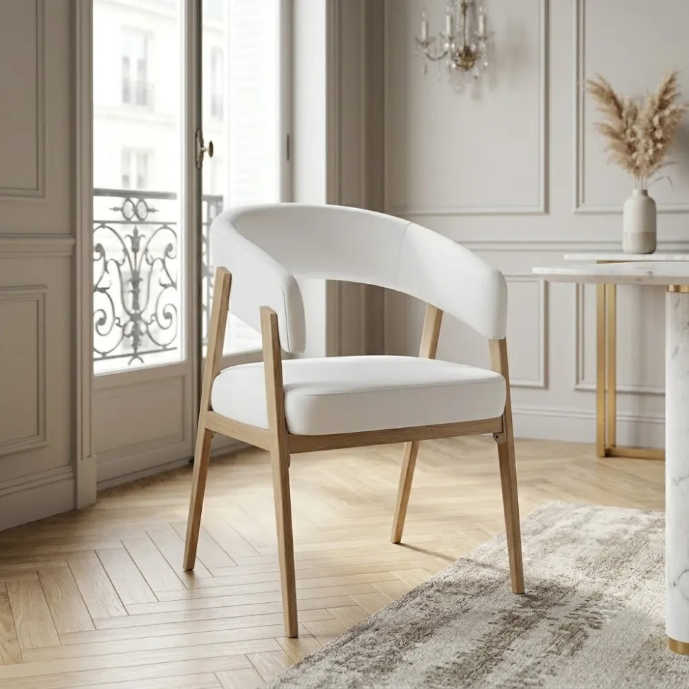 Chaise Alicia pieds Effet Chene Assises Velours beige