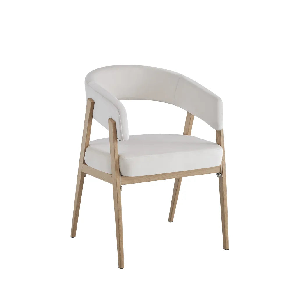 Chaise Alicia pieds Effet Chene Assises Velours beige