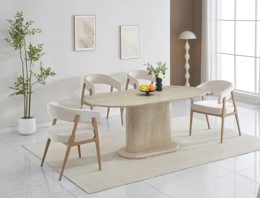 Chaise Alicia pieds Effet Chene Assises Velours beige