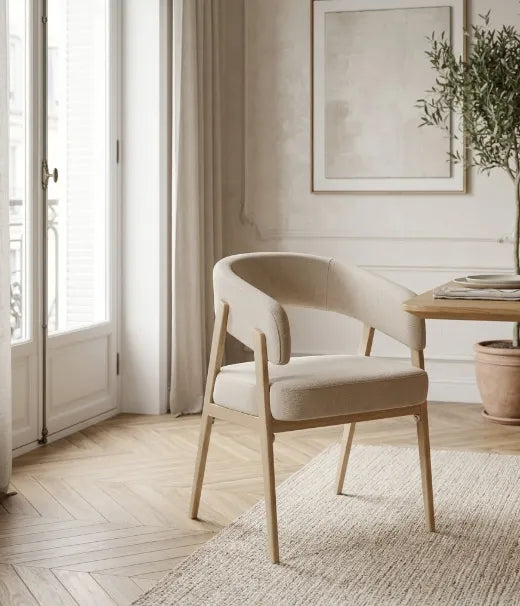 Chaise Alicia pieds Effet Chene Assises Grain moka