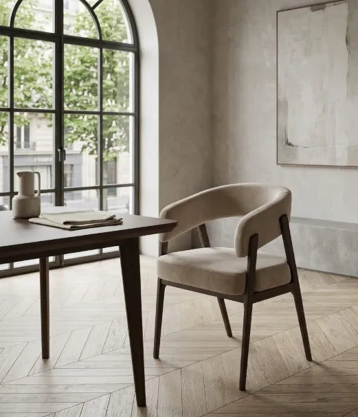 Chaise Alicia pieds Effet Noyer Assises Grain moka