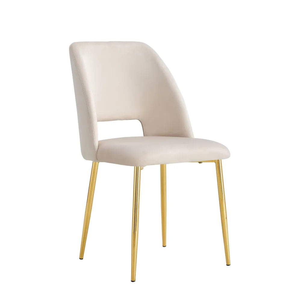 Chaise Ava Or velours Beige