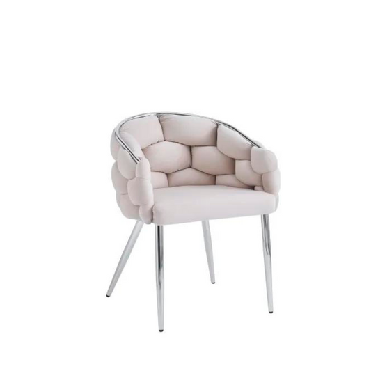 Chaise Ballon Argent velours Beige