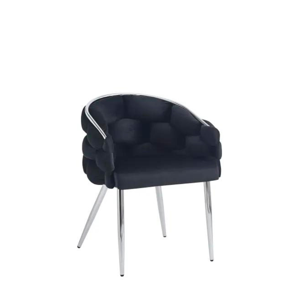 Chaise Ballon Argent velours Noir