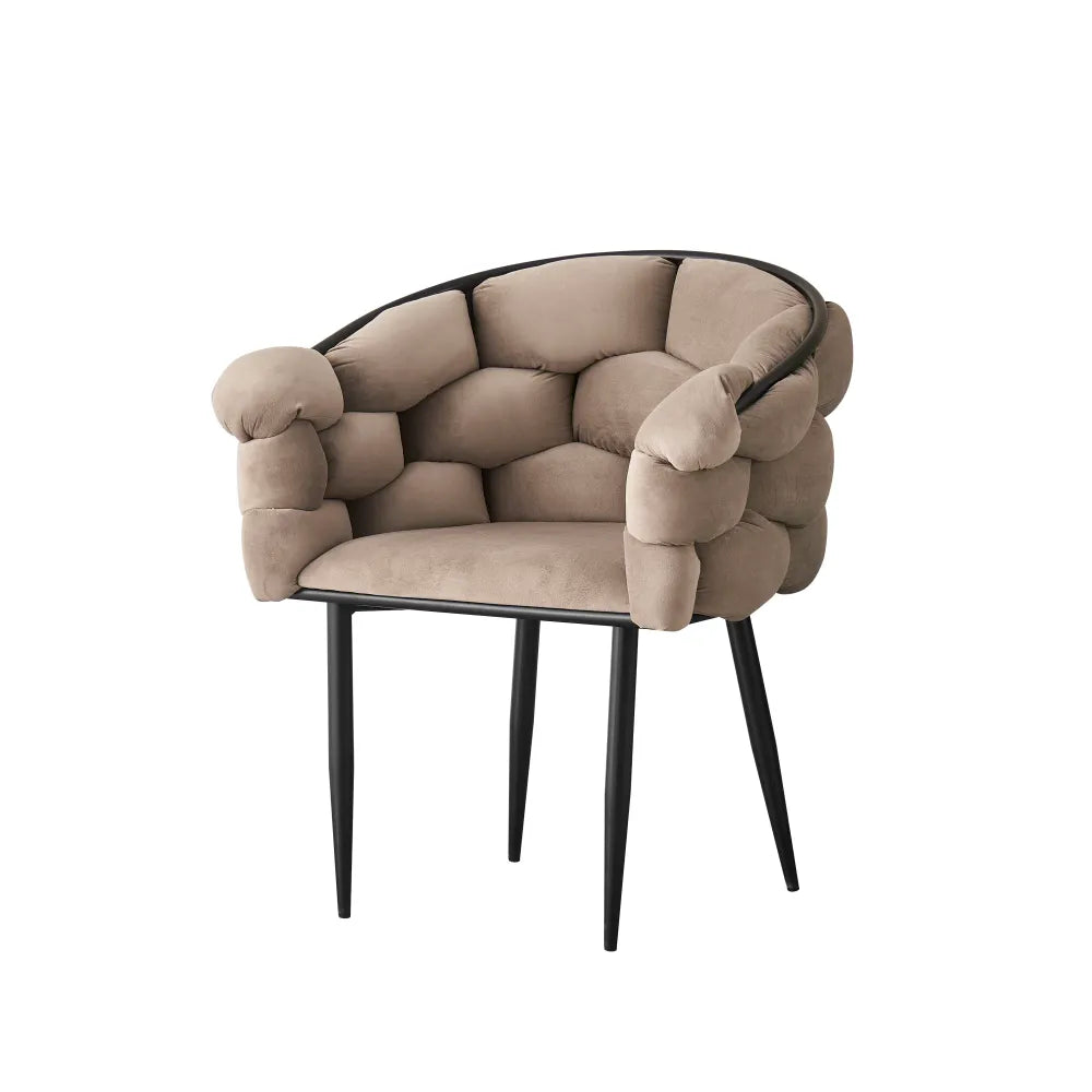 Chaise Ballon Noir velours Taupe