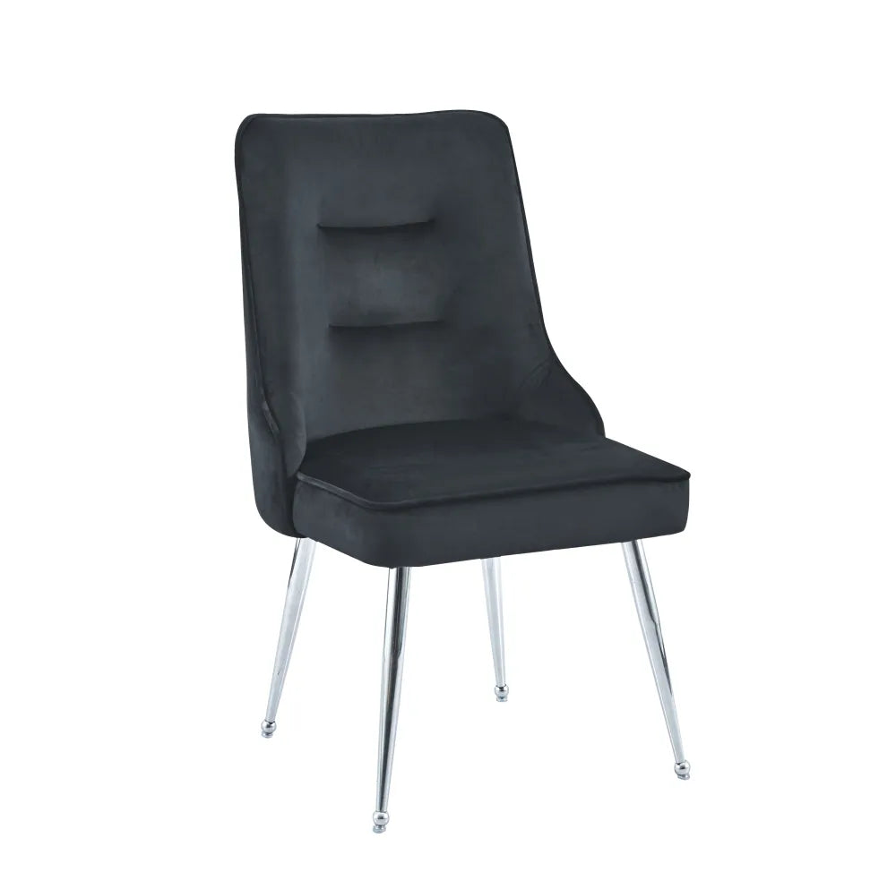 Chaise Zip Chrome velours noir