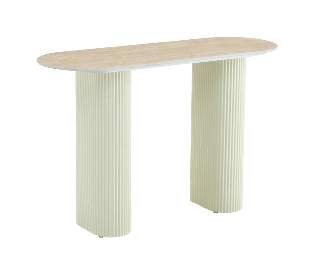 Console Roxy Pied Plateau Céramique Travertin