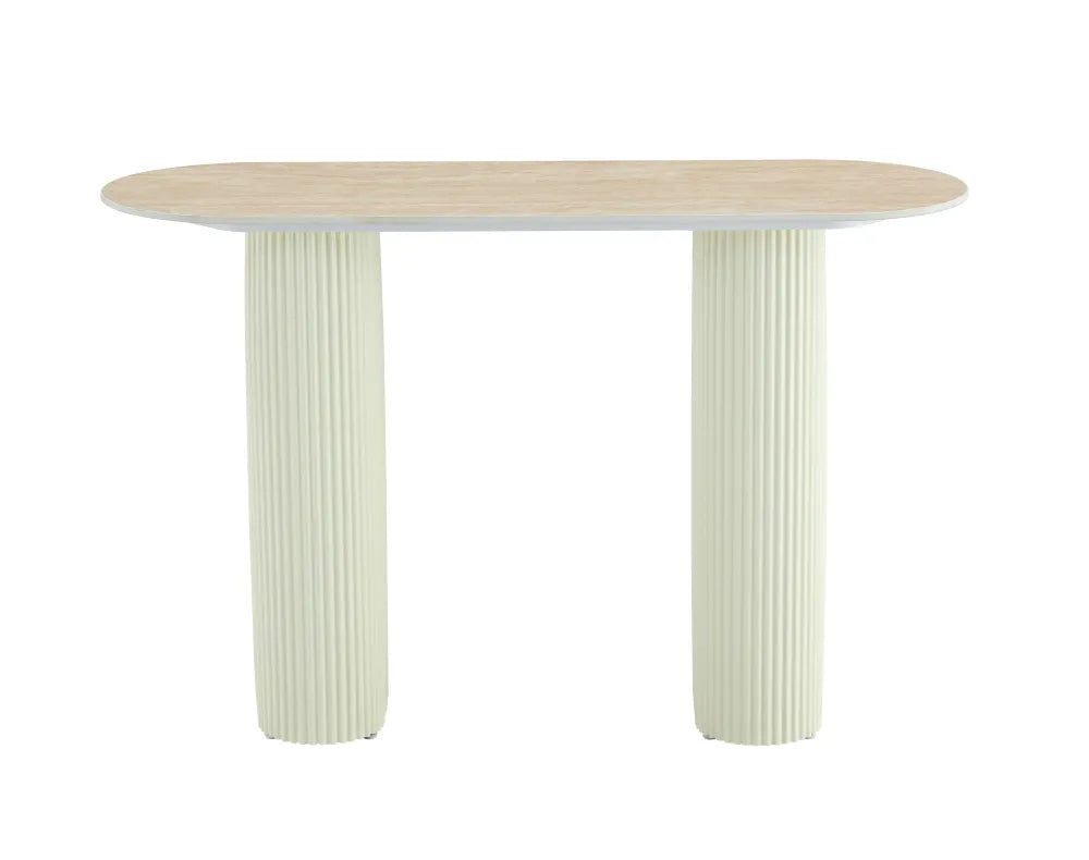 Console Roxy Pied Plateau Céramique Travertin