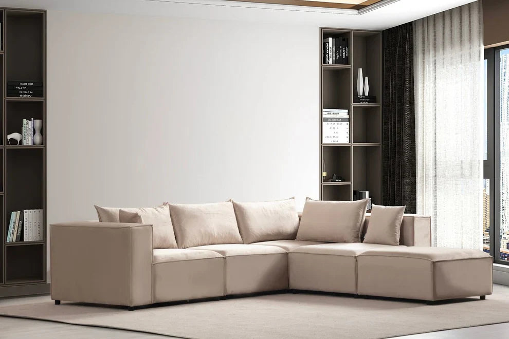 Canapé d'angle Elegance Modulable Velours Nude