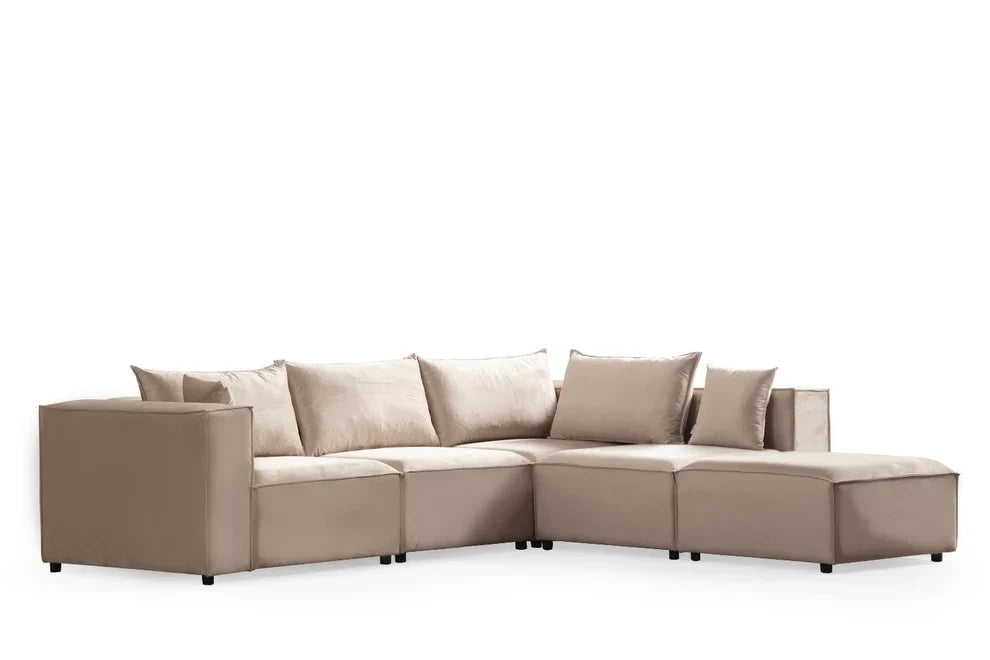 Canapé d'angle Elegance Modulable Velours Nude