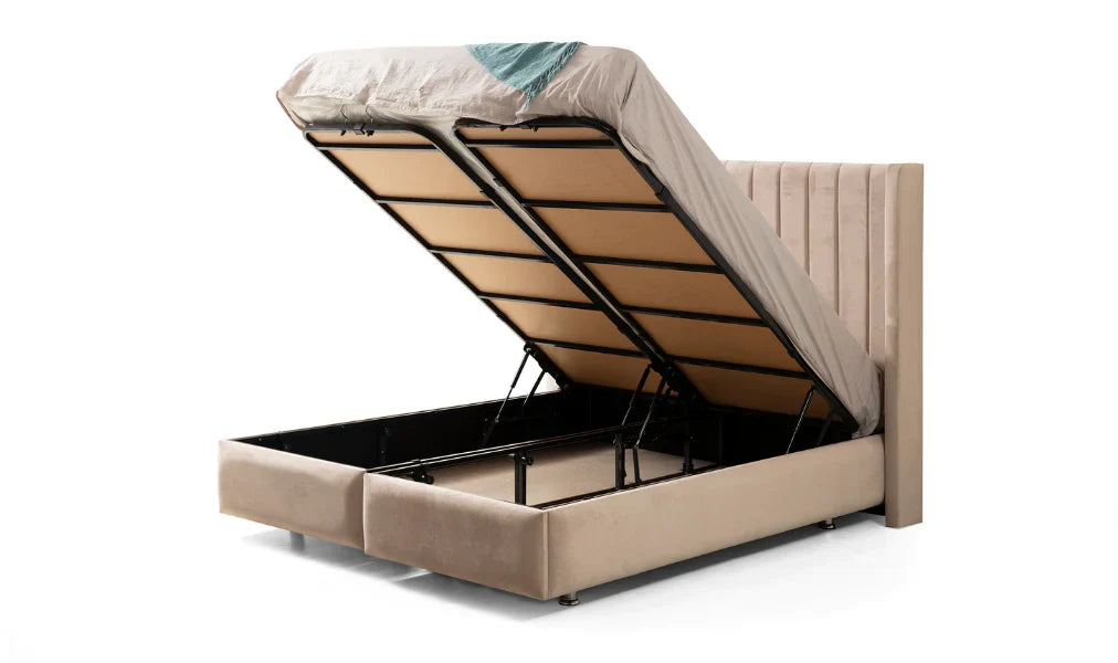 Lit Coffre Tokyo Velours Beige