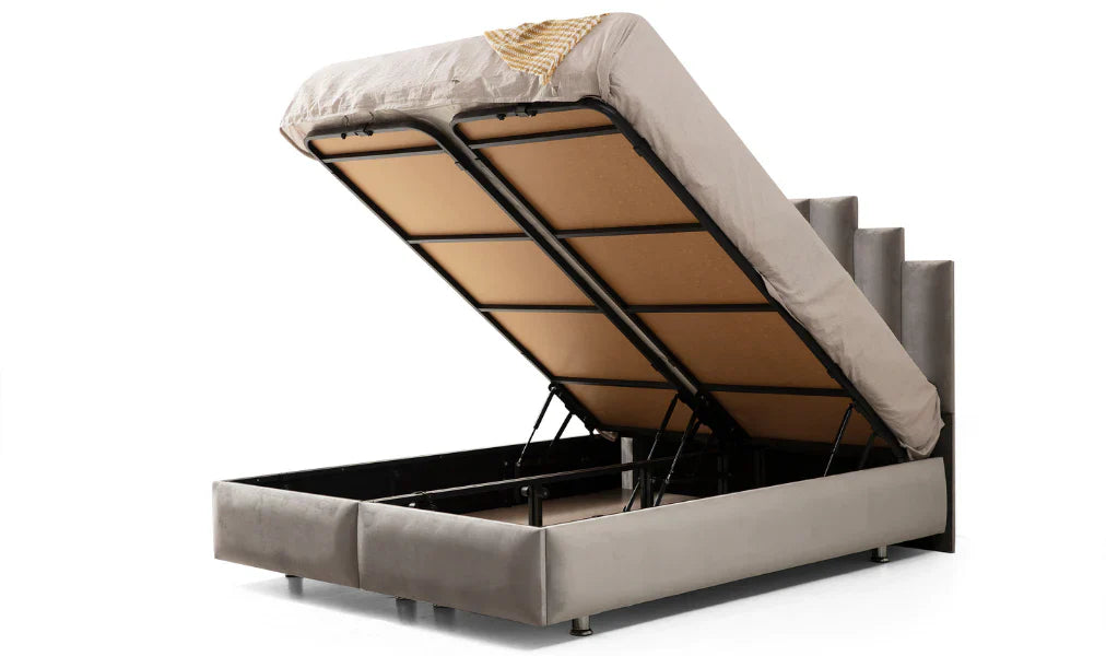 Lit Coffre Natura Velours Gris