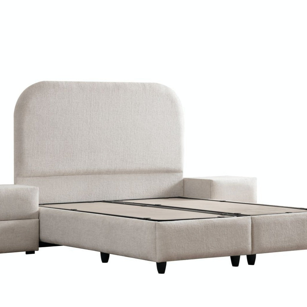 Lit Coffre Jade blanc cassé tissu chenille