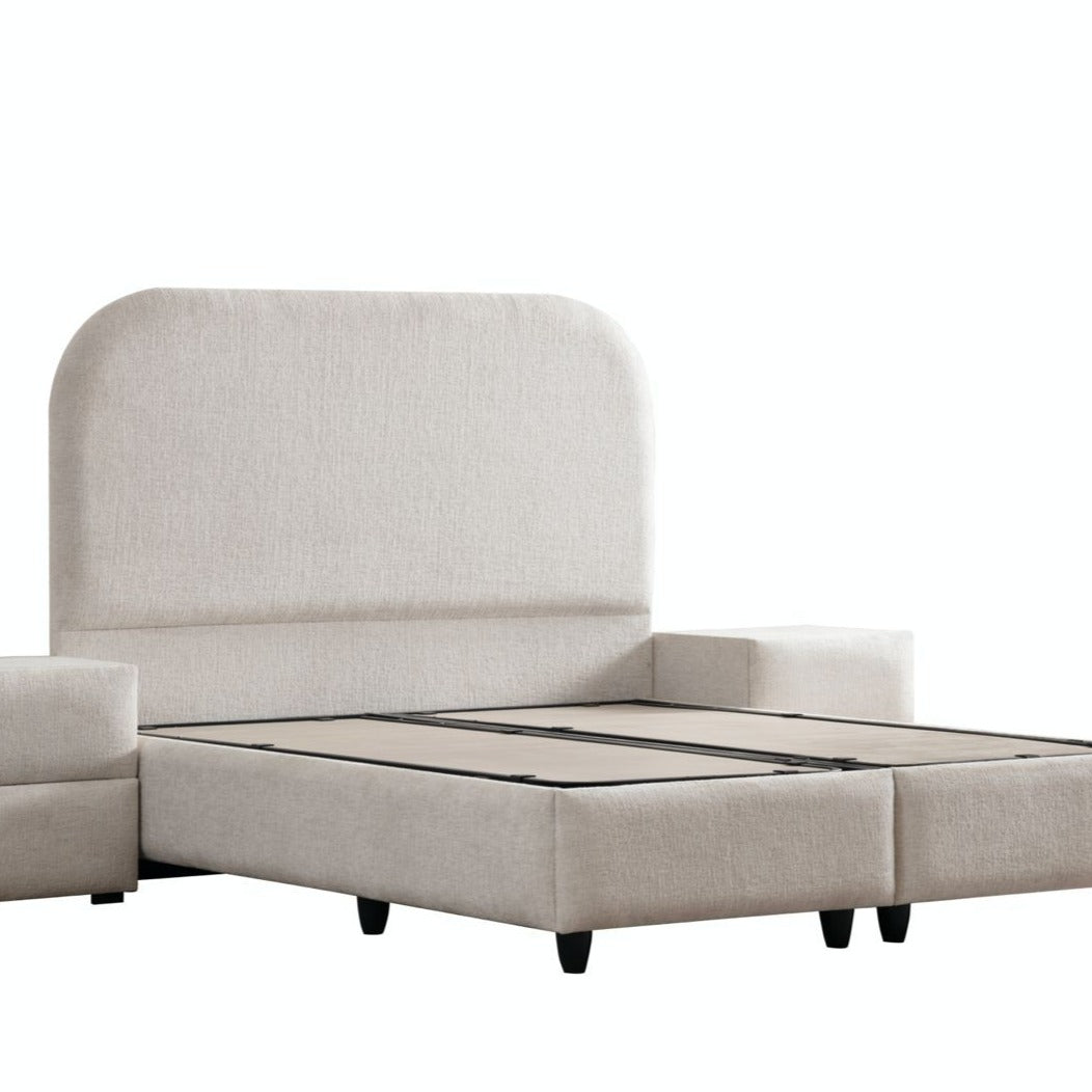 Lit Coffre Jade blanc cassé tissu chenille