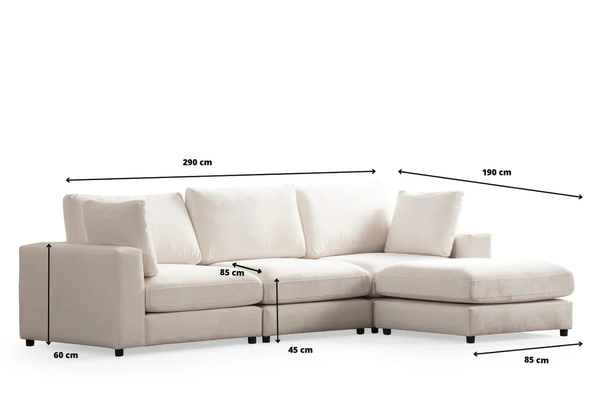 Canapé d'angle Julia Modulable 3+1 Chenille blanc cassé