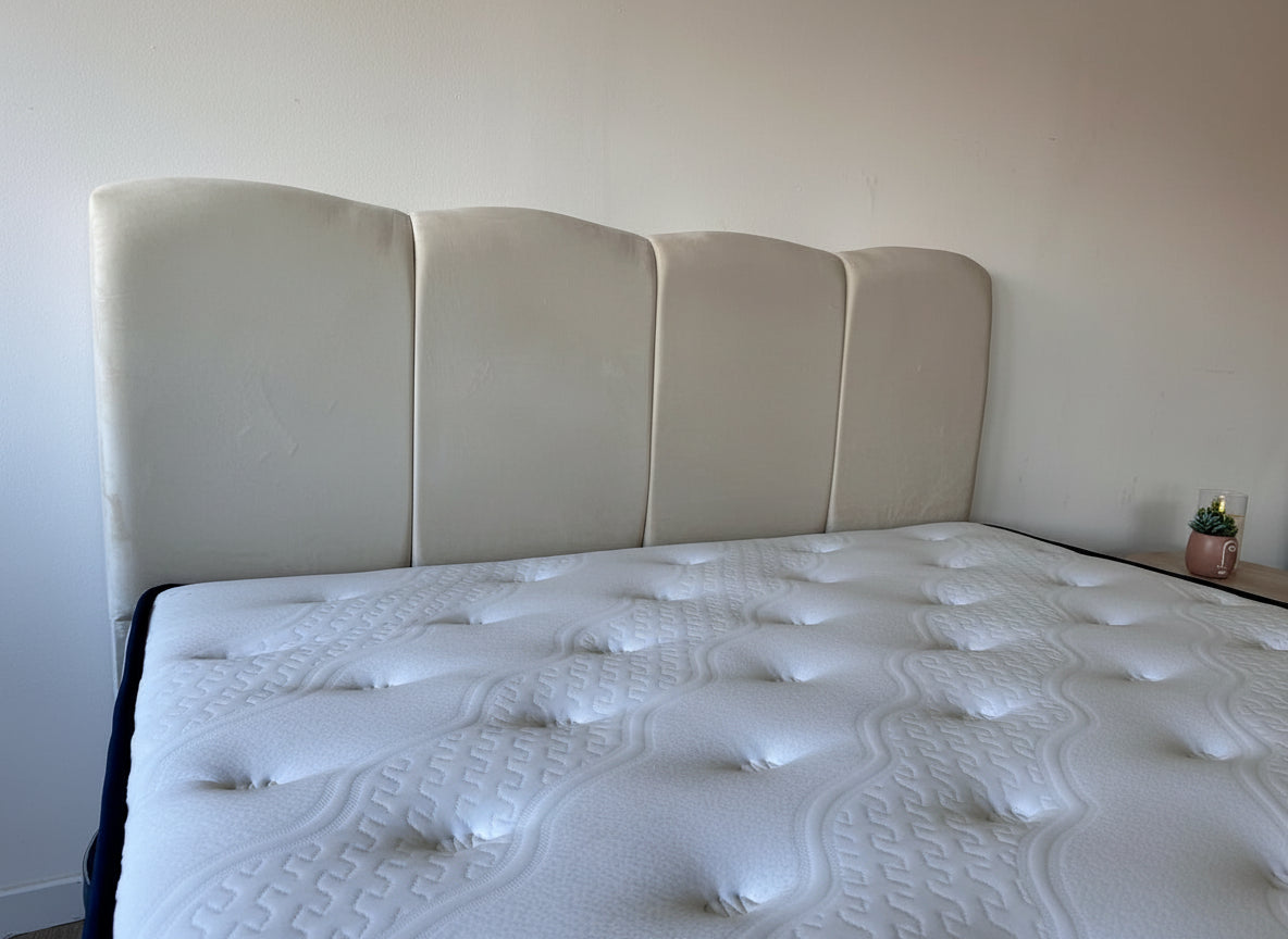 Lit Coffre Celia Velours Blanc Cassé