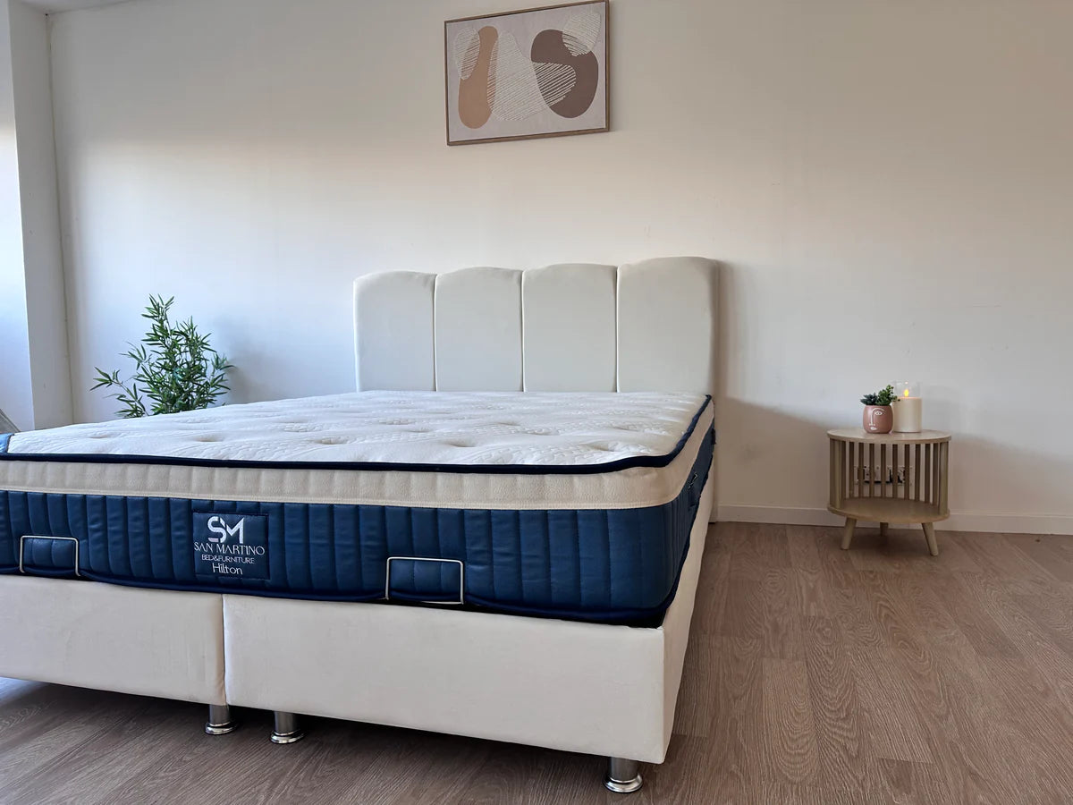 Lit Coffre Celia Velours Blanc Cassé