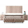 Lit Coffre capitonné Luna velours Beige