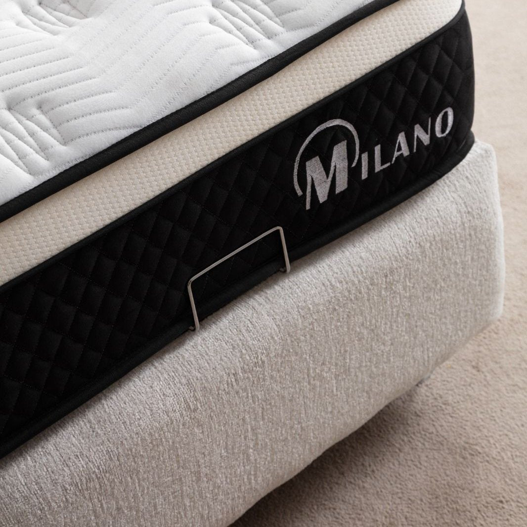 Lit coffre Maya tissu chenille blanc cassé