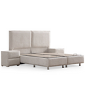 Lit coffre Maya tissu chenille blanc cassé
