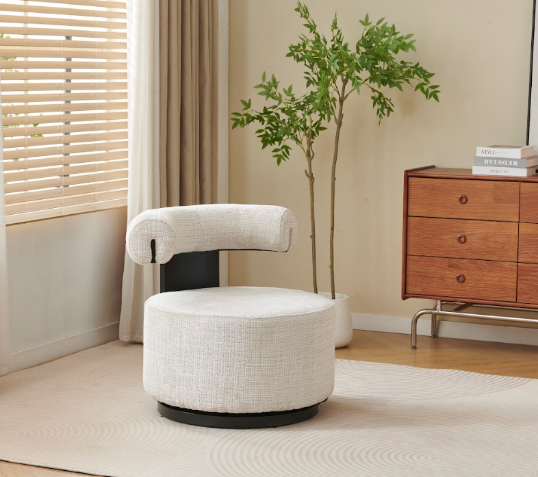 Fauteuil pivotant Esra Crémona noyer
