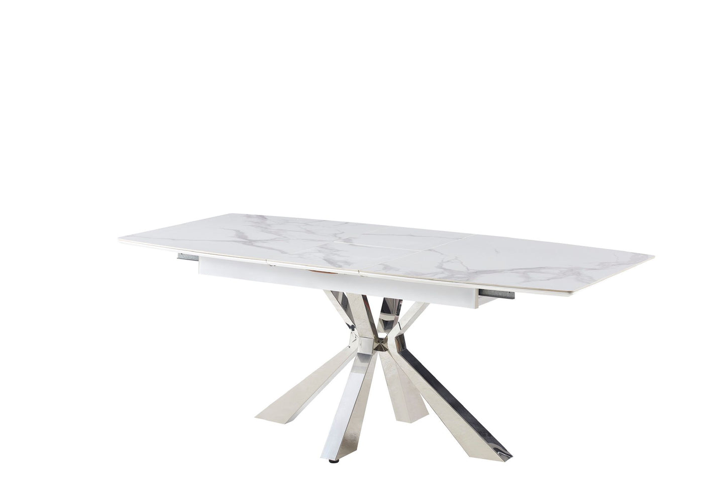 Table à manger extensible Bianca argent céramique marbre blanc