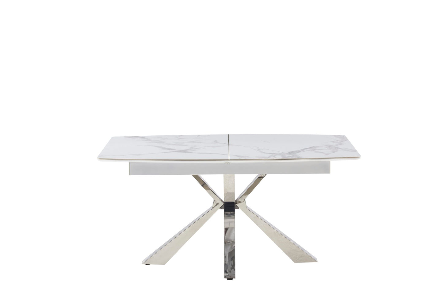 Table à manger extensible Bianca argent céramique marbre blanc