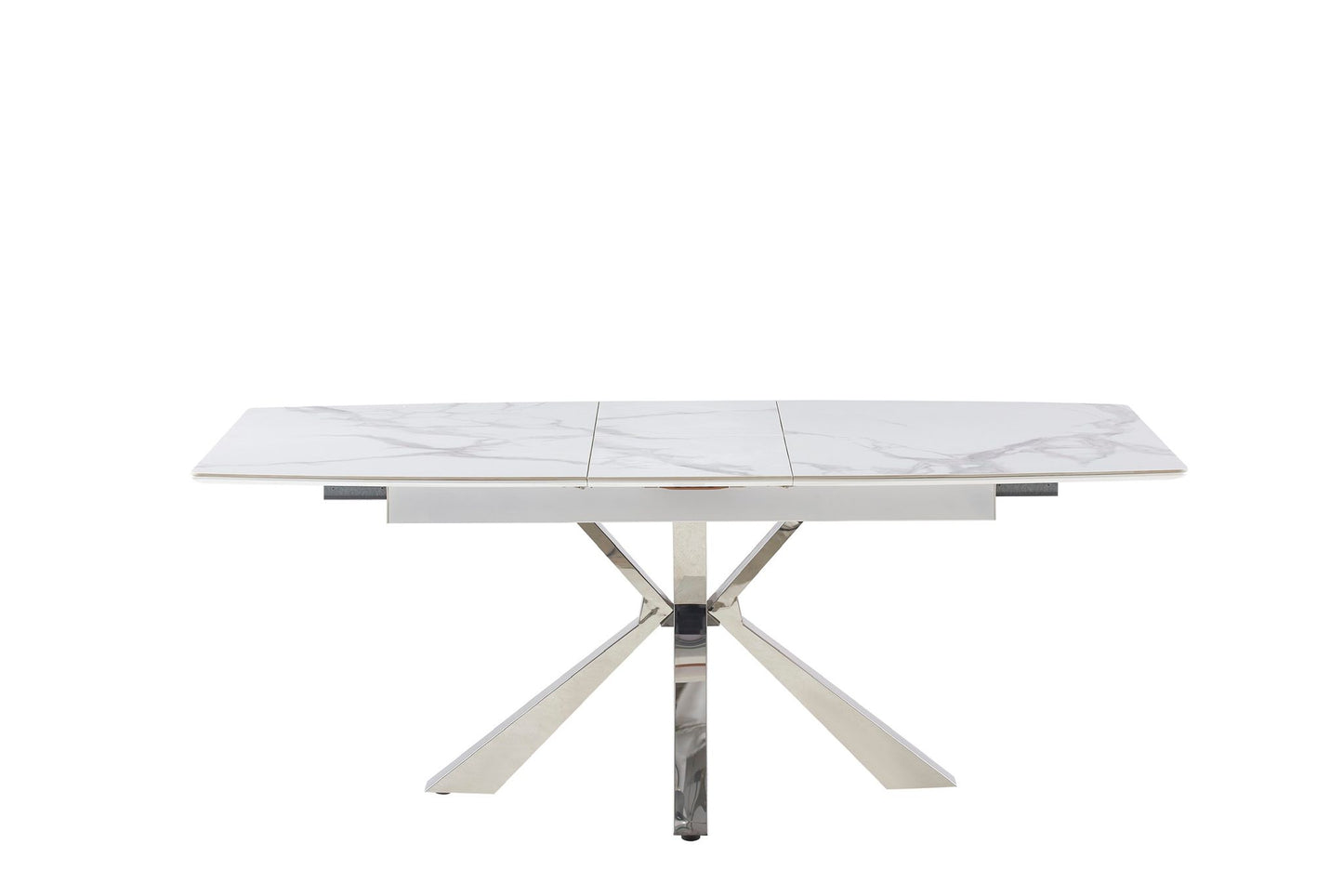 Table à manger extensible Bianca argent céramique marbre blanc