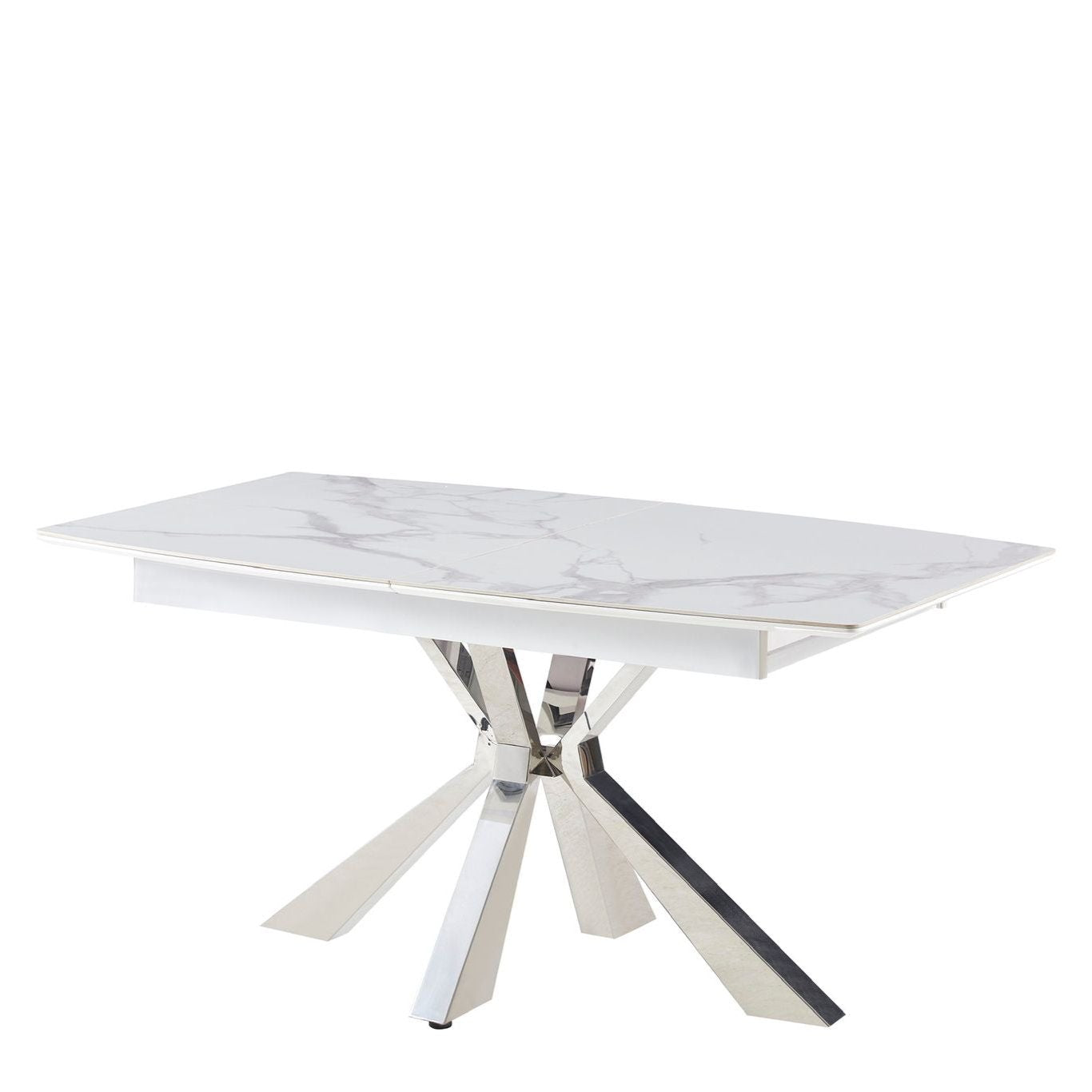 Table à manger extensible Bianca argent céramique marbre blanc