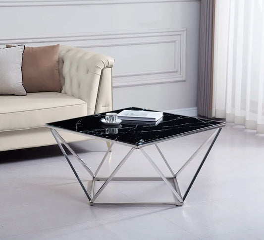 Table basse Karla Argent marbre noir