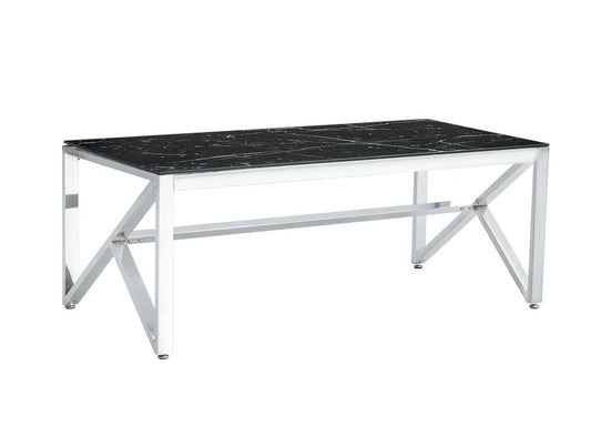 Table basse Majestic Argent marbre noir