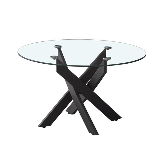 Table basse victoire Black metal verre transparent