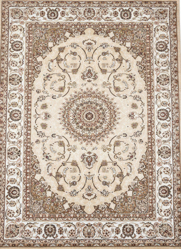 Tapis Dubai Merinos – Qualité Premium classique Beige Médaillon orientale