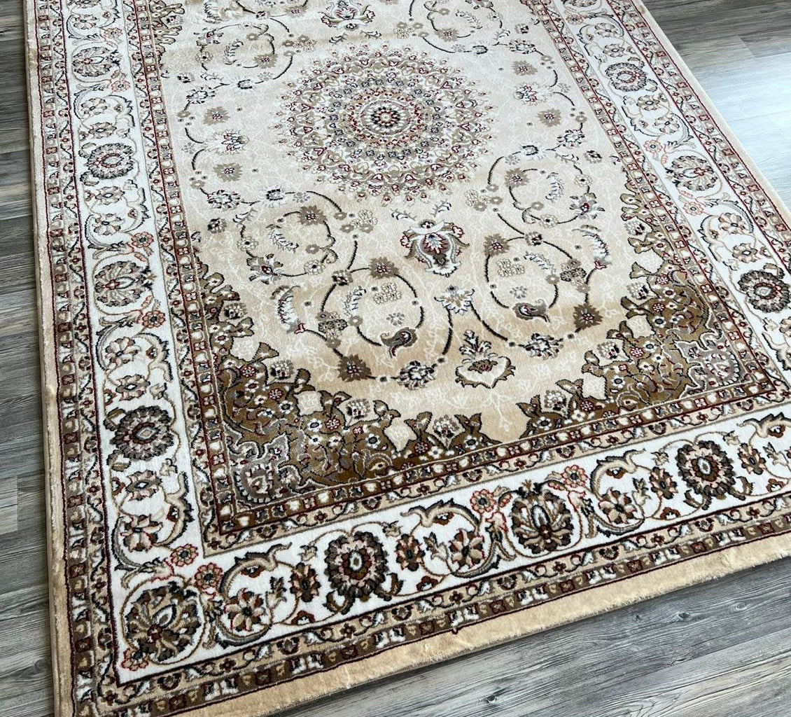 Tapis Dubai Merinos – Qualité Premium classique Beige Médaillon orientale