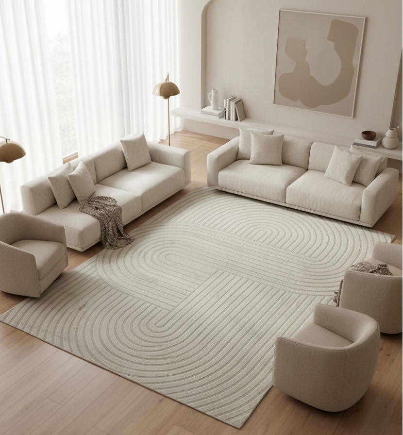 Tapis Signo crème Merinos 1914 - poils courts lavable