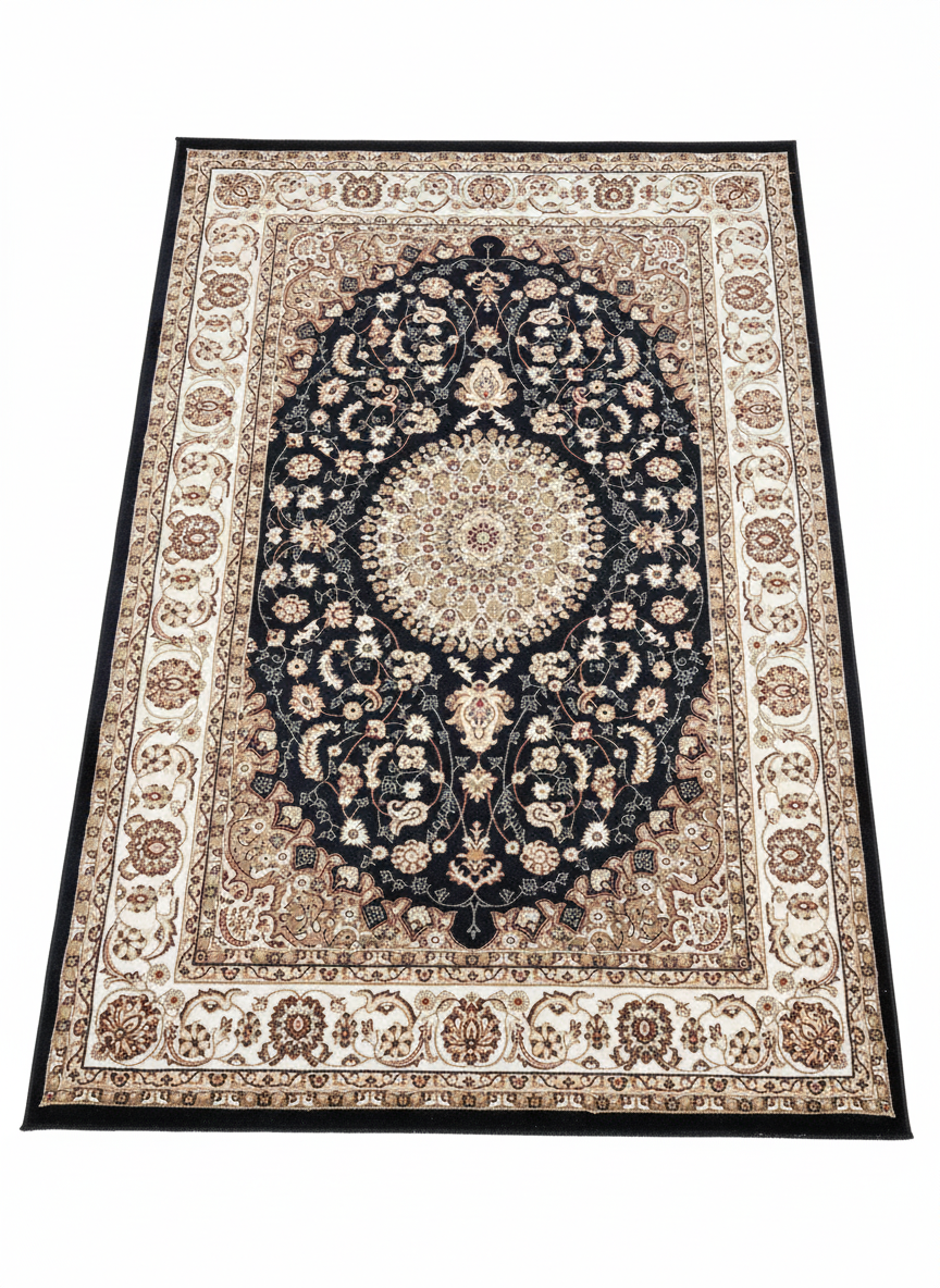 Tapis Dubai Merinos – Qualité Premium classique Bleu Médaillon orientale Vintage