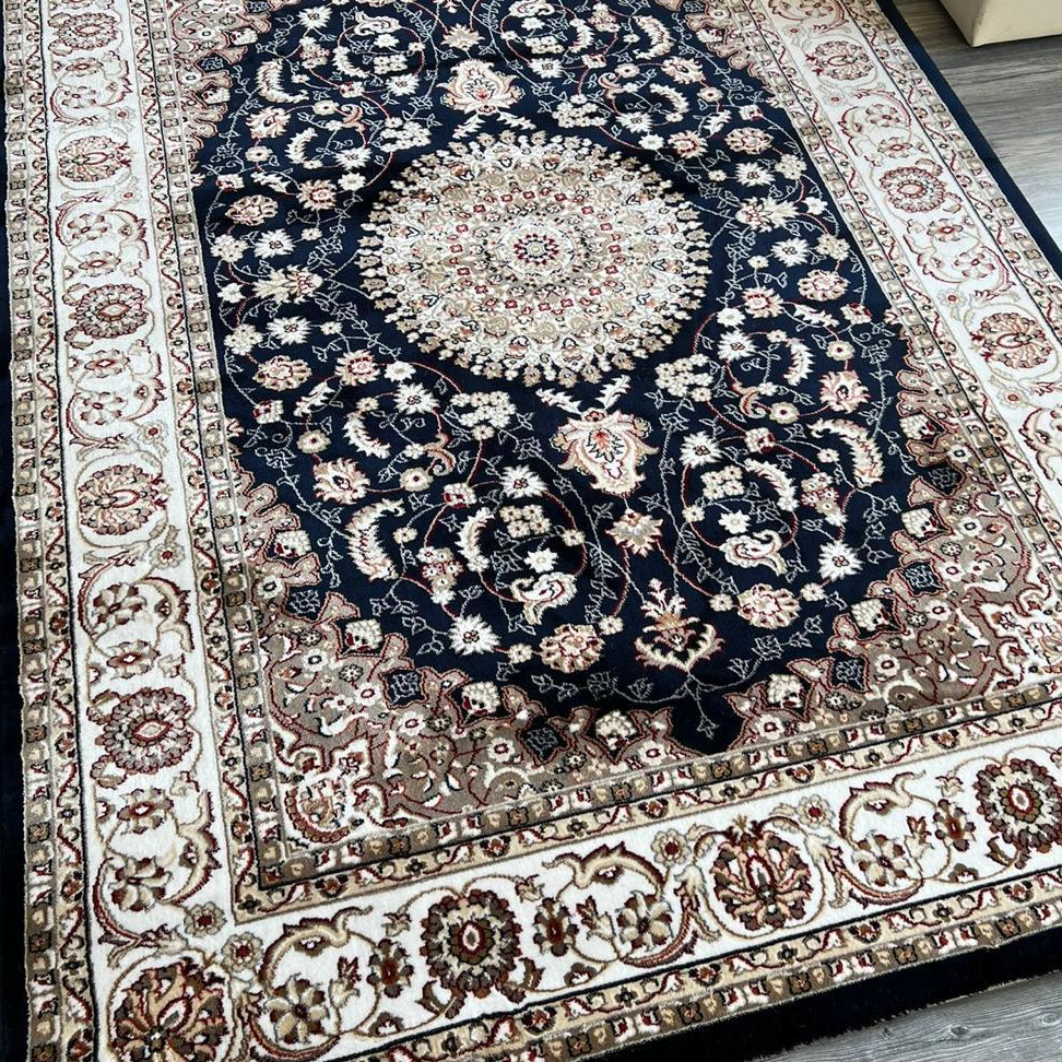 Tapis Dubai Merinos – Qualité Premium classique Bleu Médaillon orientale Vintage