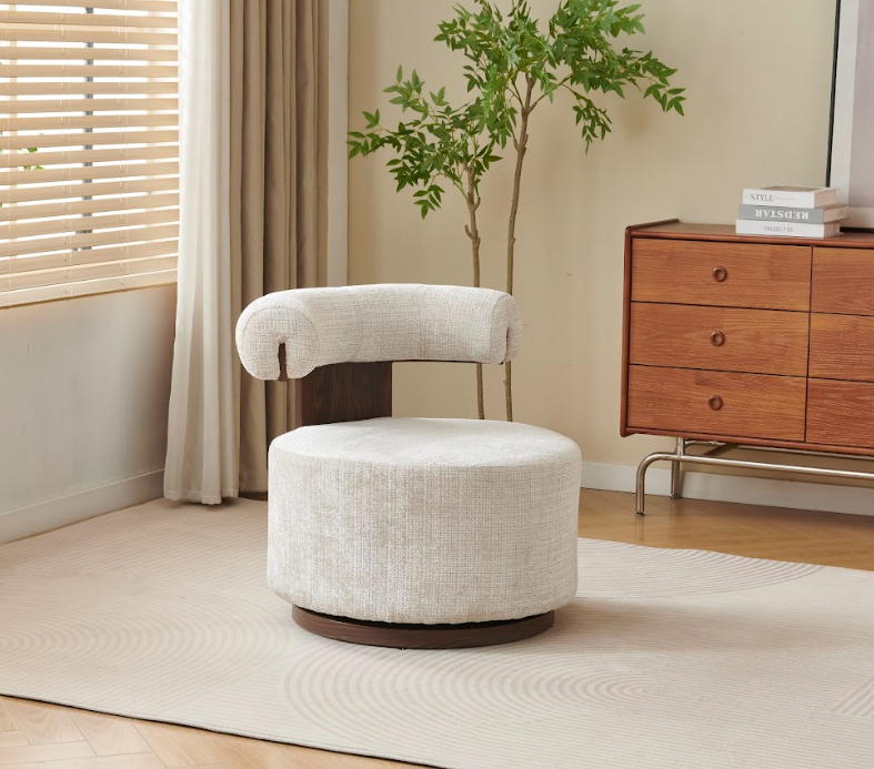 Fauteuil pivotant Esra Crémona noyer