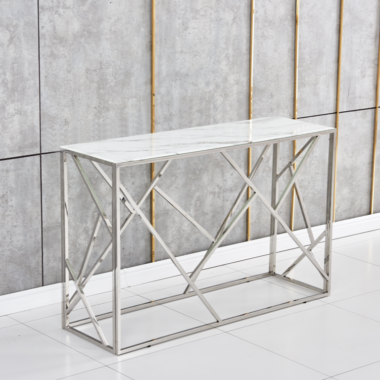 Console Geomag Argent Marbre blanc