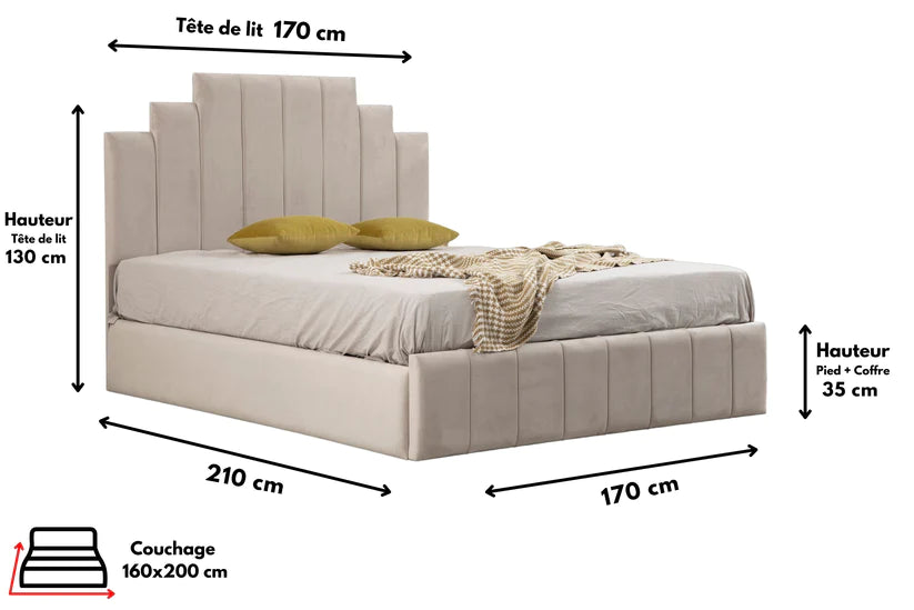 Cadre de lit Natura velours Beige