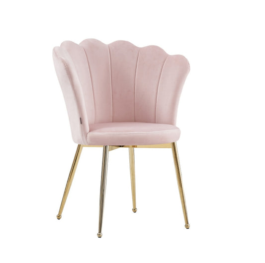 Chaise Quinconce Or velours rose