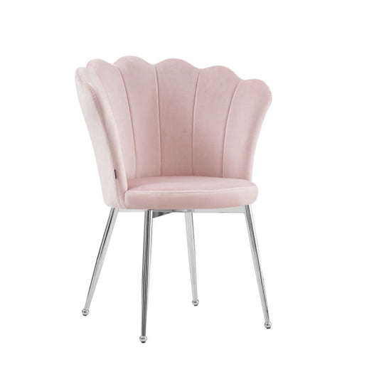 Chaise Quinconce Argent velours Rose