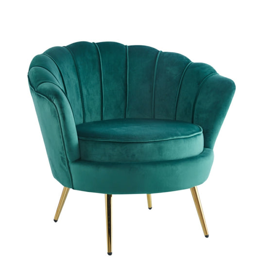Fauteuil Quinconce Or velours emeraude