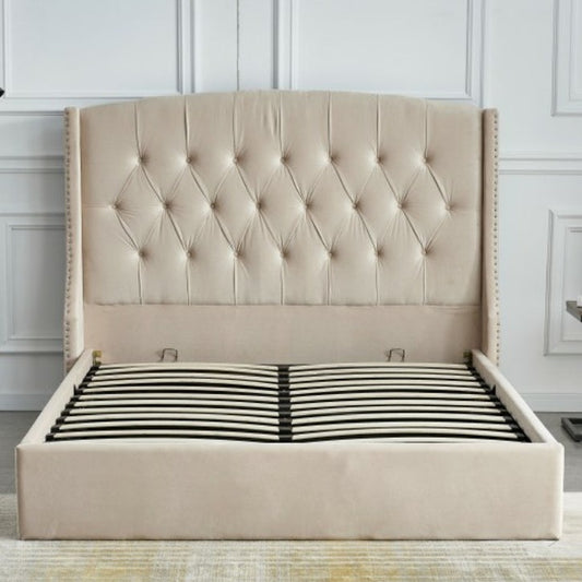 Lit coffre Sultan velours Beige