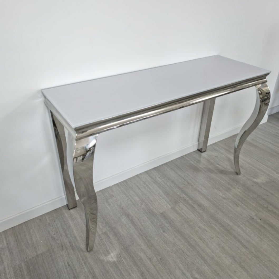 Console Nansouty Argent Verre blanc 120 cm